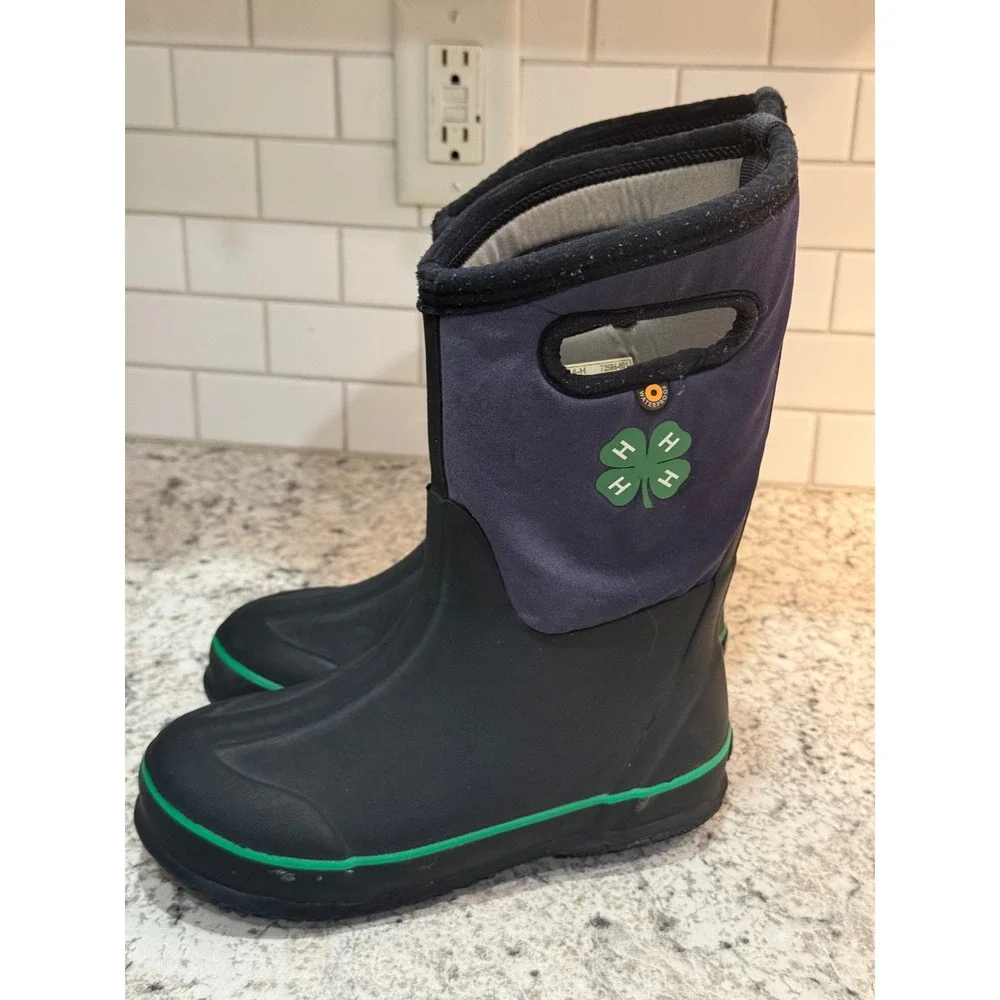 Bogs Classic 4-H Boots Kids Size 2 Navy Fair Waterproof Insulated 72586-001